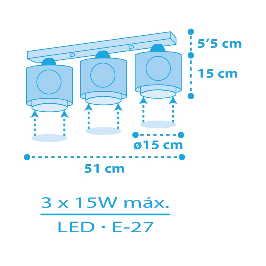 Dalber 60653 - Gyerek mennyezeti lámpa KALÓZ ISLAND 3xE27/15W/230V