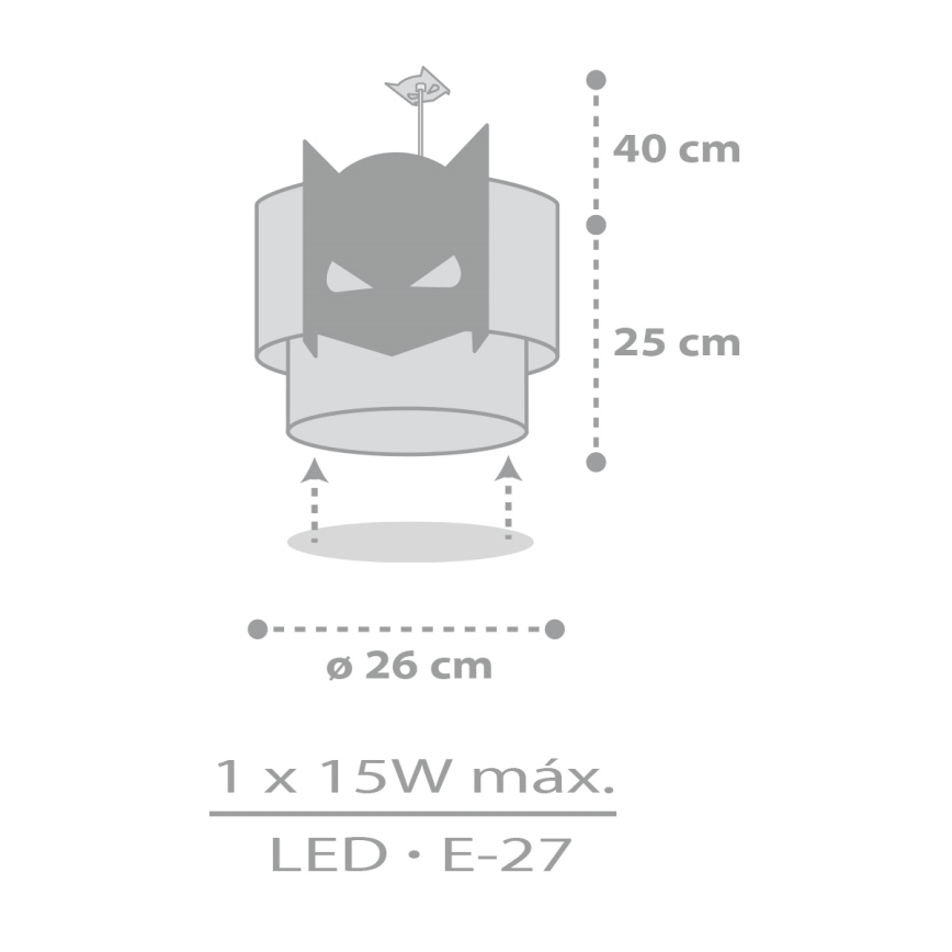 Dalber 61802 - Gyerek csillár DARK HERO 1xE27/15W/230V