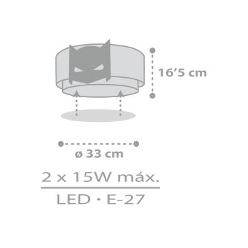 Dalber 61806 - Gyerek mennyezeti lámpa DARK HERO 2xE27/15W/230V