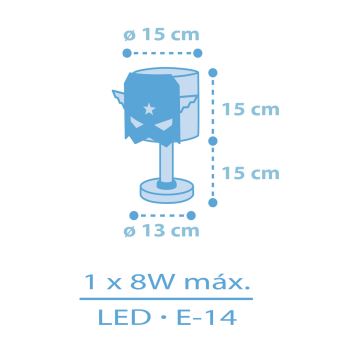 Dalber 61811 - Gyereklámpa KÉK HERO 1xE14/8W/230V