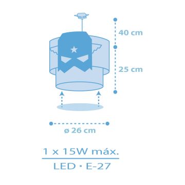 Dalber 61812 - Gyerek csillár KÉK HERO 1xE27/15W/230V