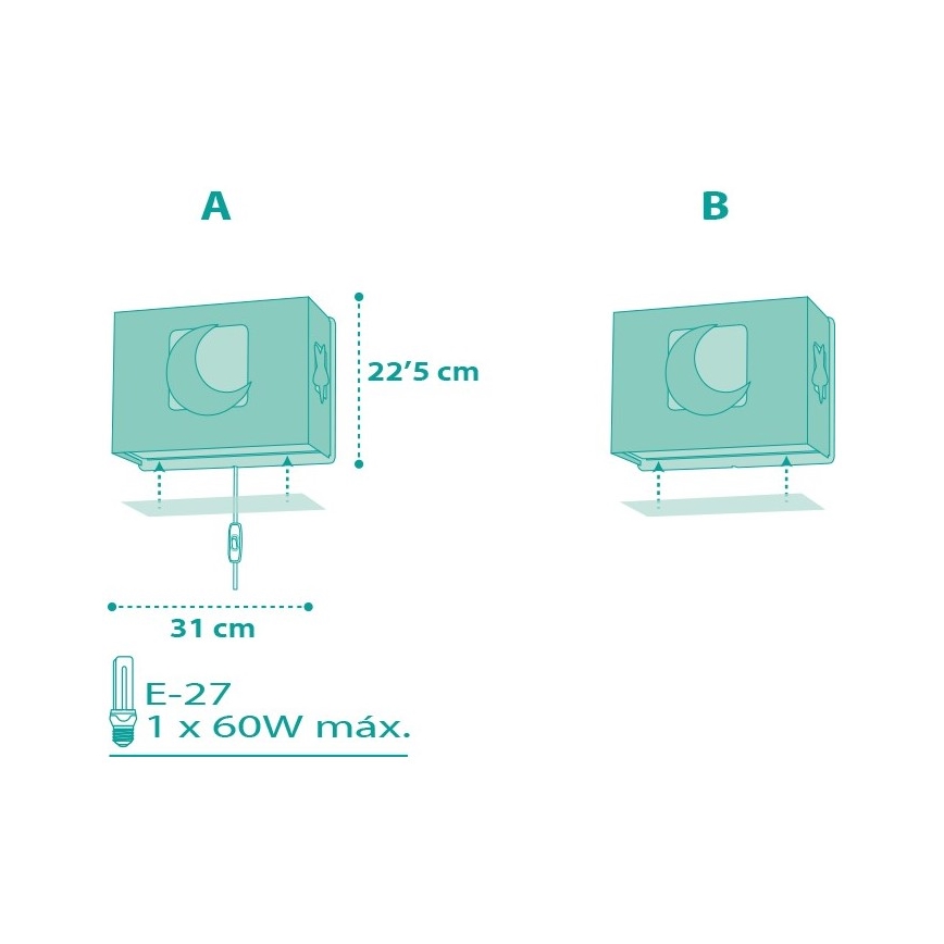 Dalber D-63238H - Gyerek fali lámpa  MOONLIGHT 1xE27/60W/230V