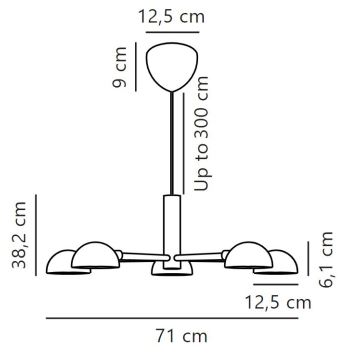 DFTP by Nordlux - Csillár zsinóron NOMI 5xE14/8W/230V fekete