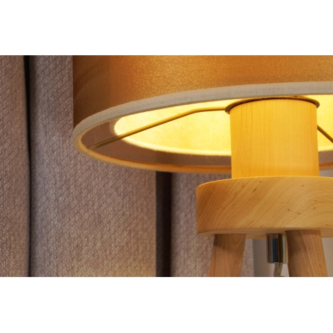 Duolla - Asztali lámpa WOOD BOHO 1xE27/15W/230V réz/barna/bézs