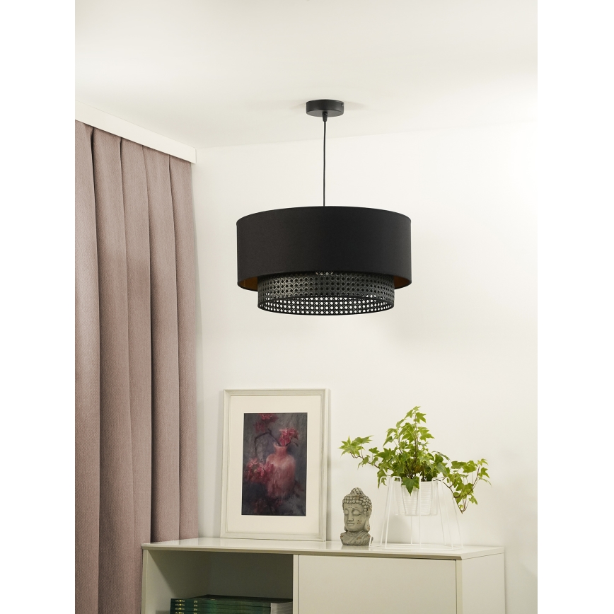 Duolla - Csillár zsinóron BOHO RATTAN 1xE27/15W/230V fekete