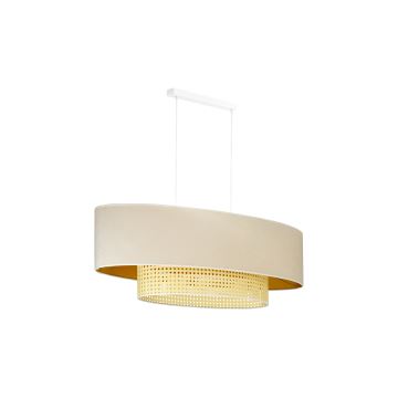 Duolla - Csillár zsinóron DOUBLE OVAL RATTAN 2xE27/15W/230V krémes/rattan