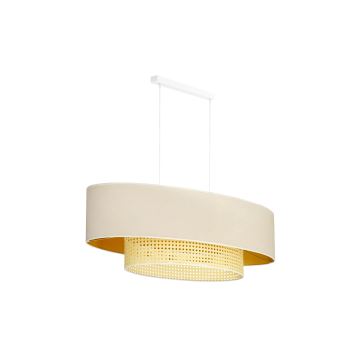 Duolla - Csillár zsinóron DOUBLE OVAL RATTAN 2xE27/15W/230V krémes/rattan