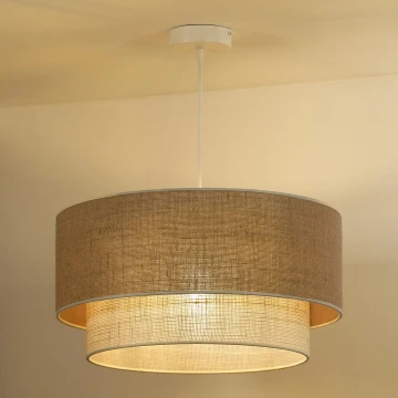 Duolla - Csillár zsinóron YUTE BOHO 3xE27/15W/230V átm. 60 cm barna/szürke