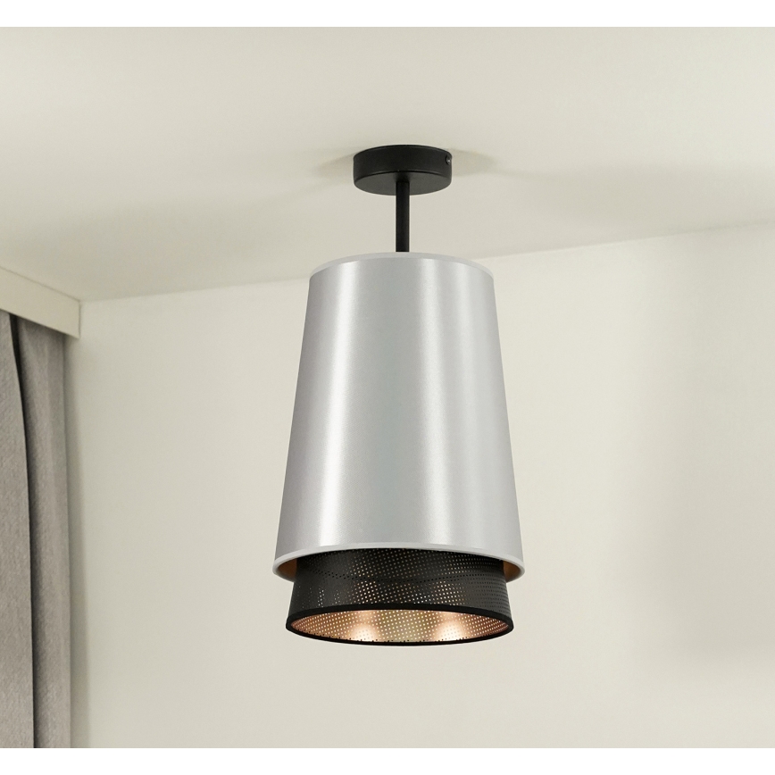 Duolla - Felületre szerelhető csillár BELL SHINY 1xE27/15W/230V ezüst/fekete