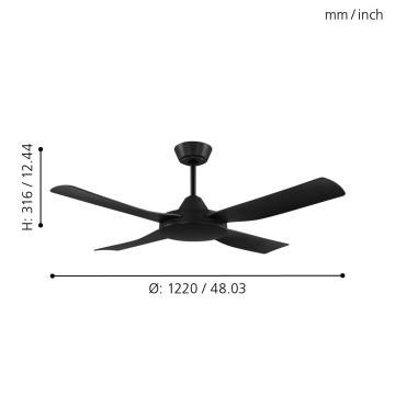 Eglo - Mennyezeti ventilátor 52W/230V + távirányító fekete