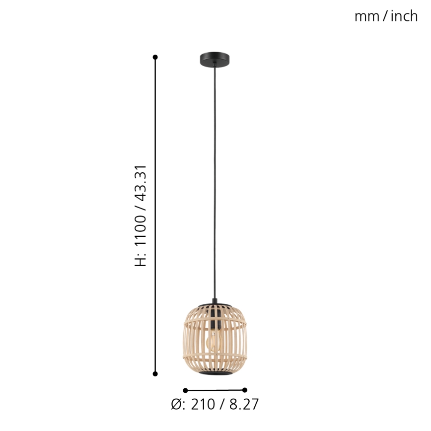 Eglo 43231 - Csillár zsinóron BORDESLEY 1xE27/28W/230V átm.210mm