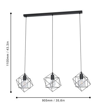 Eglo - Csillár zsinóron 3xE27/60W/230V