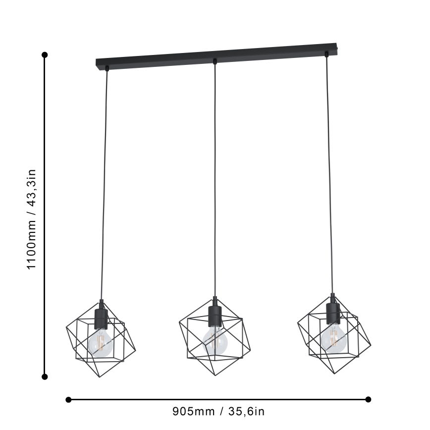 Eglo - Csillár zsinóron 3xE27/60W/230V