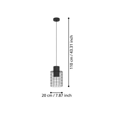 Eglo - Csillár zsinóron 1xE27/40W/230V átm. 20 cm fekete