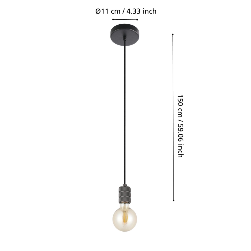 Eglo - Csillár zsinóron 1xE27/40W/230V fekete