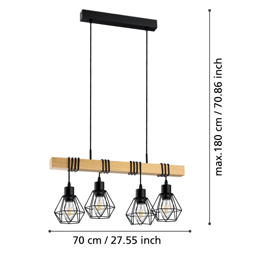 Eglo - Csillár zsinóron 4xE27/60W/230V - FSC igazolt