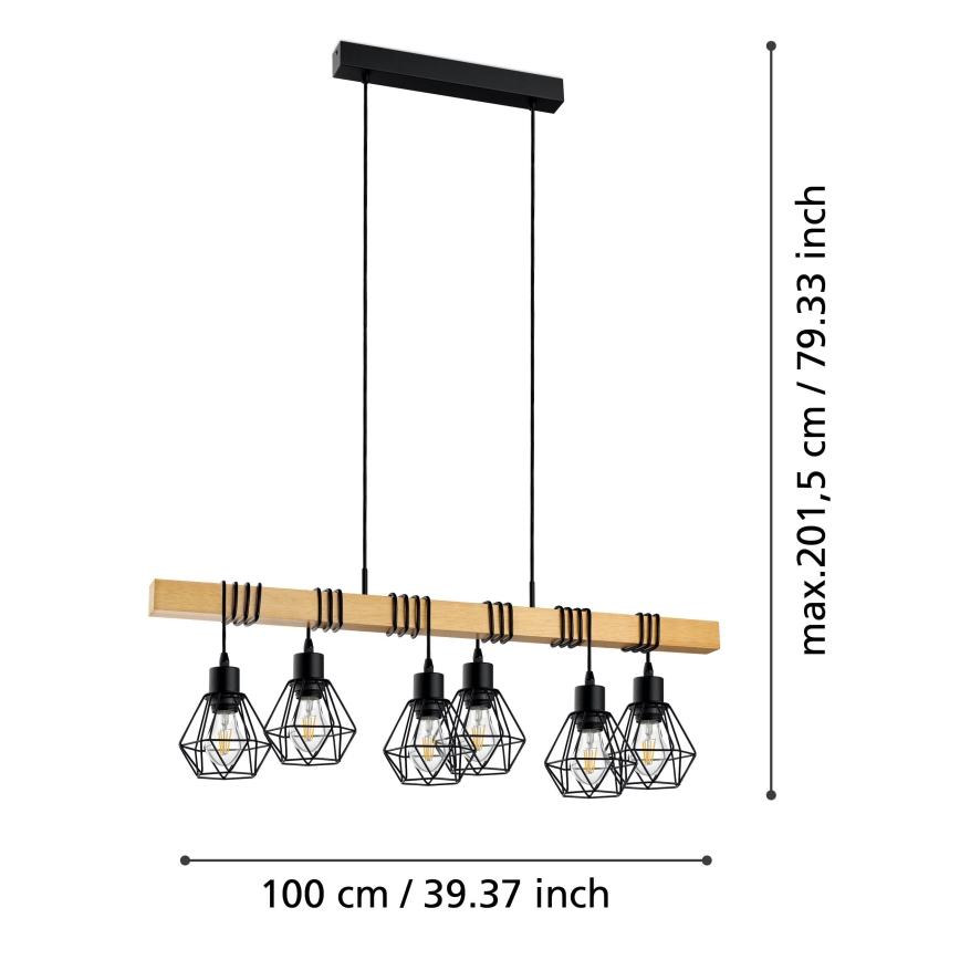 Eglo - Csillár zsinóron 6xE27/60W/230V - FSC igazolt