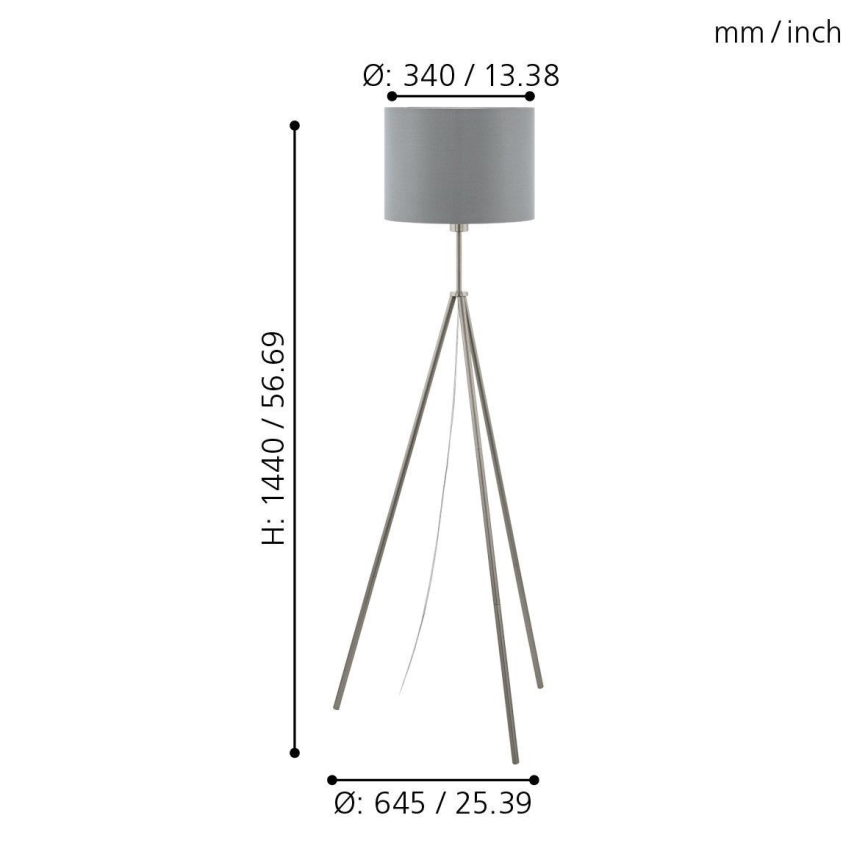 Eglo 55731 - LED Állólámpa SCIGLIATI 1xE27/11W/230V szürke