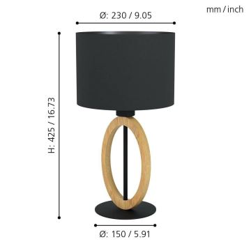 Eglo 56165 - Asztali lámpa BASILDON 1xE27/40W/230V fekete/barna