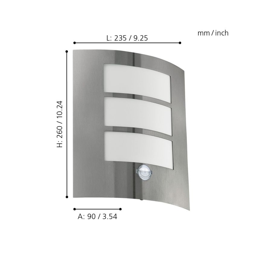 Eglo - Szenzoros kültéri fali lámpa 1xE27/15W/230V IP44