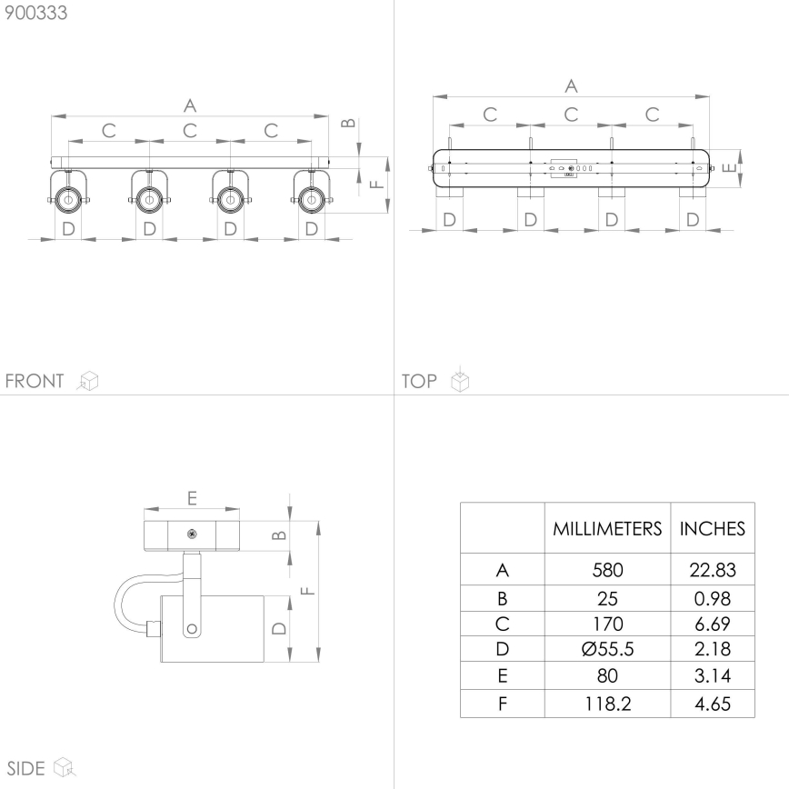 Eglo - LED Spotlámpa 4xGU10/3W/230V