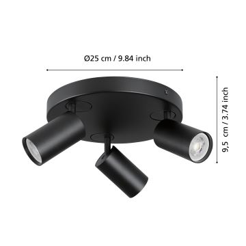 Eglo - LED RGBW Dimmelhető spotlámpa 3xGU10/4,9W/230V fekete