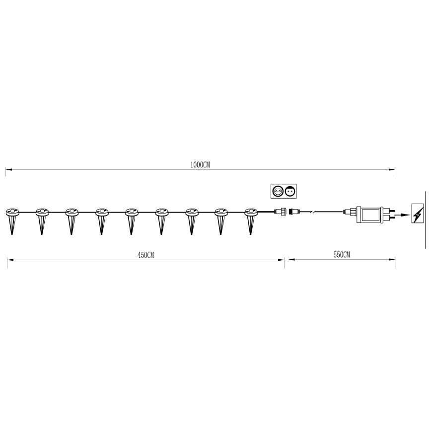 Eglo - LED Karácsonyi kültéri lánc 9xLED/3W/230/12V IP65