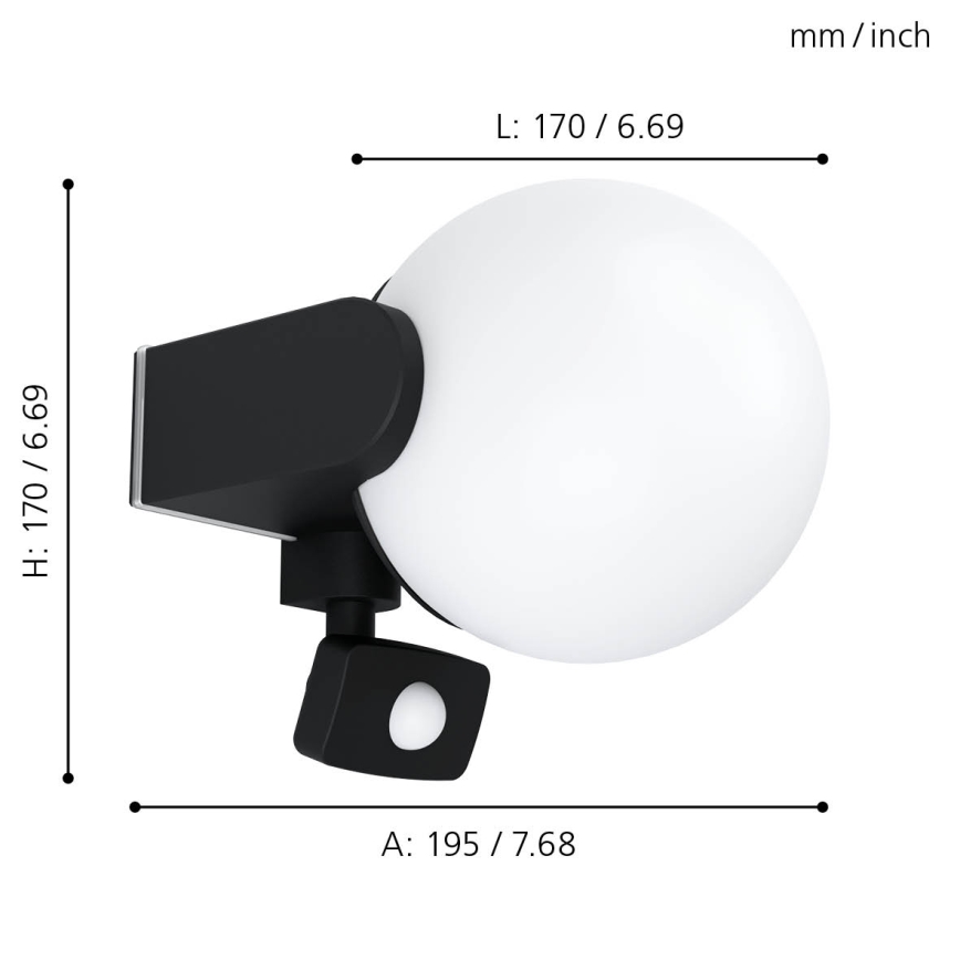 Eglo - Kültéri fali lámpa érzékelővel 1xE27/15W/230V IP44