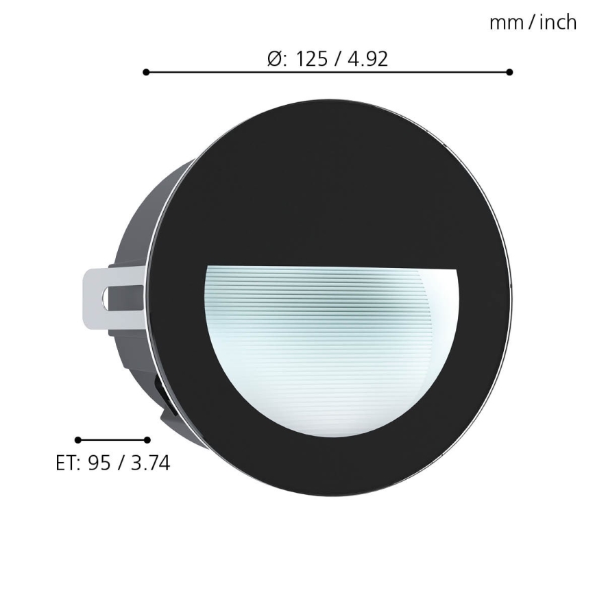 Eglo - LED Kültéri beépíthető lámpa LED/2,5W/230V IP65 fekete