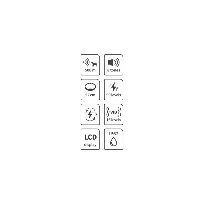 Elektromos kutyakiképző nyakörv 52cm 600m 3,7V IP67