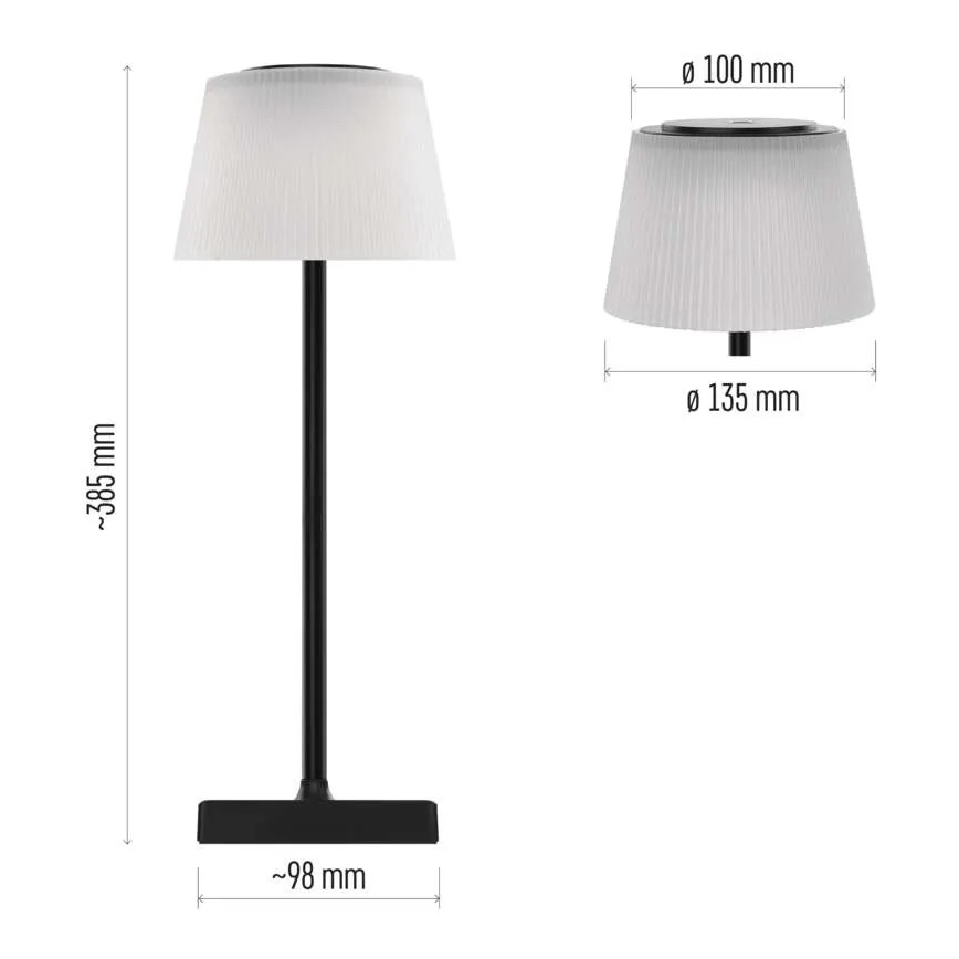 LED Dimmelhető újratölthető lámpa KATIE LED/4W/10V 1800mAh IP44 CRI 90 fekete