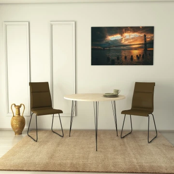 Étkezőasztal SANDALF 75x90 cm bézs/fekete