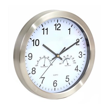 Fali óra hőmérővel és páratartalom mérővel 1xAA fehér