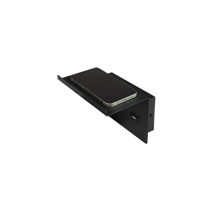 Fali spotlámpa polccal és USB töltővel 1xG9/35W/230V fekete/arany