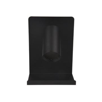 Fali spotlámpa polccal és USB töltővel 1xGU10/35W/230V fekete