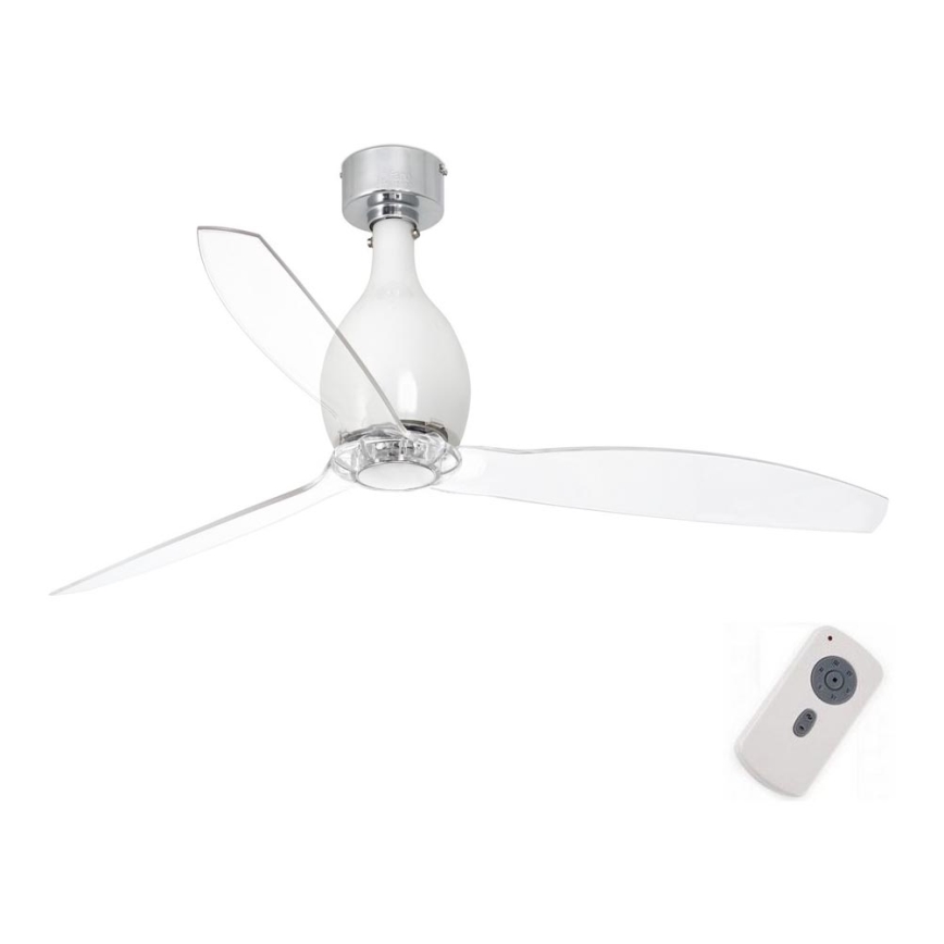 FARO 32020 - Mennyezeti ventilátor MINI ETERFAN fehér/átlátszó + távirányítás