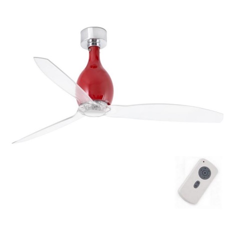 FARO 32029 - Mennyezeti ventilátor MINI ETERFAN piros/átlátszó + távirányítás