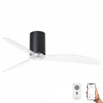 FARO 32041WP - Mennyezeti ventilátor MINI TUBE FAN M fekete/átlátszó átm. 128 cm SMART + távirányítás