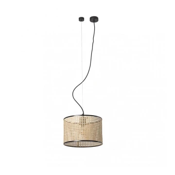 FARO 64314-48 - Csillár zsinóron MAMBO 1xE27/15W/230V rattan/fekete