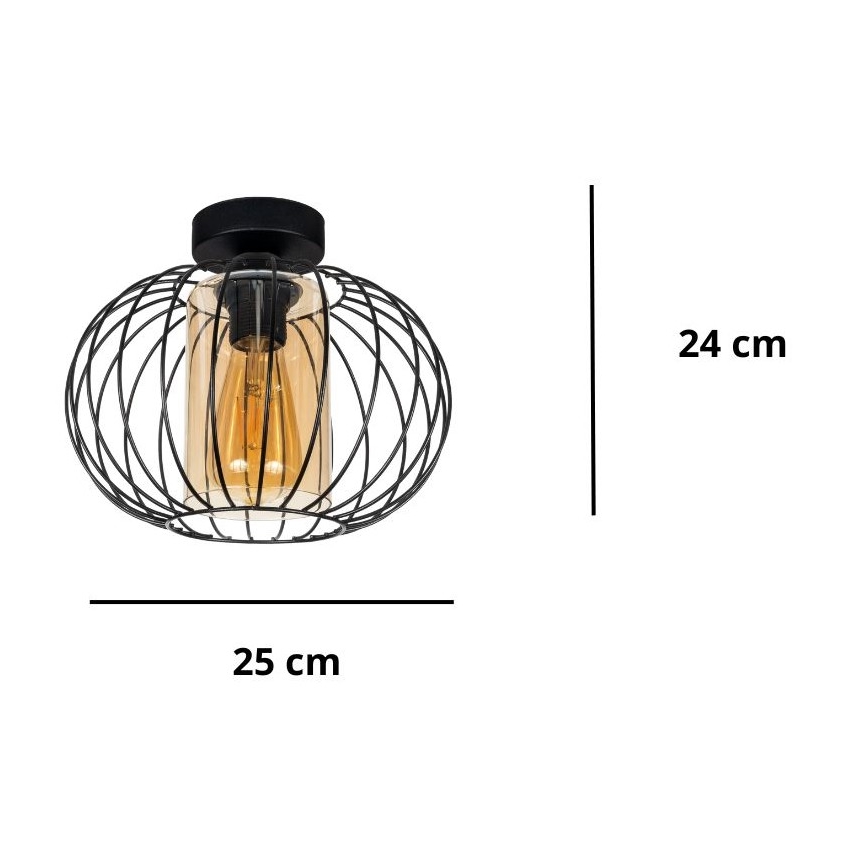 Felületre szerelhető csillár CORRINI 1xE27/60W/230V átm. 25 cm fekete/bézs