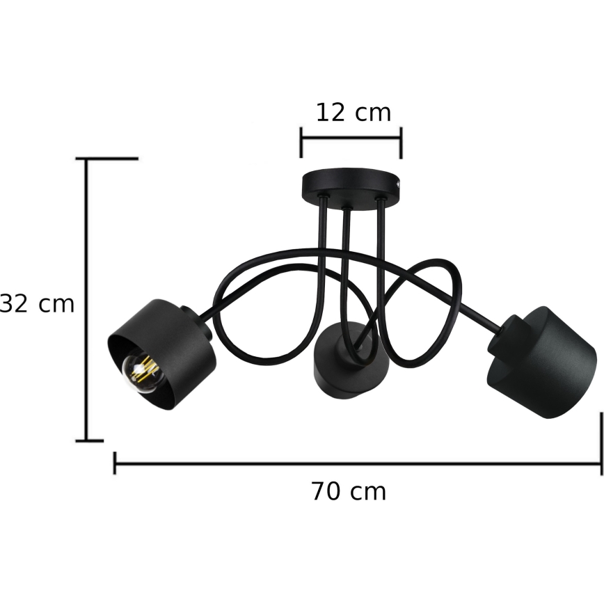 Felületre szerelhető csillár SIMPLY BLACK 3xE27/60W/230V