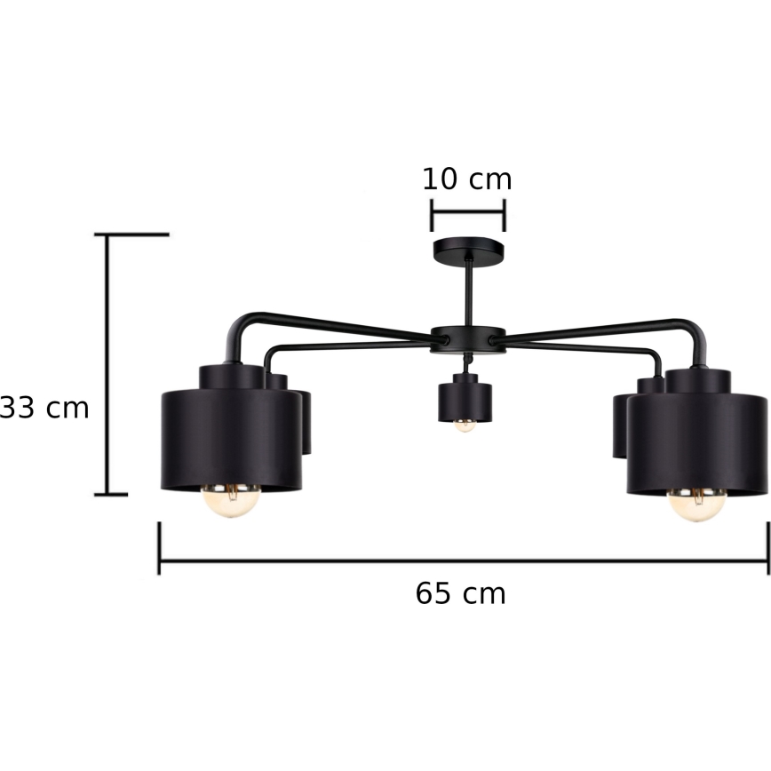 Felületre szerelhető csillár SIMPLY BLACK 5xE27/60W/230V