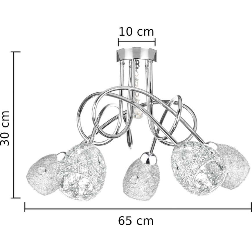 Felületre szerelhető csillár TWIST CRYSTAL 5xE14/40W/230V