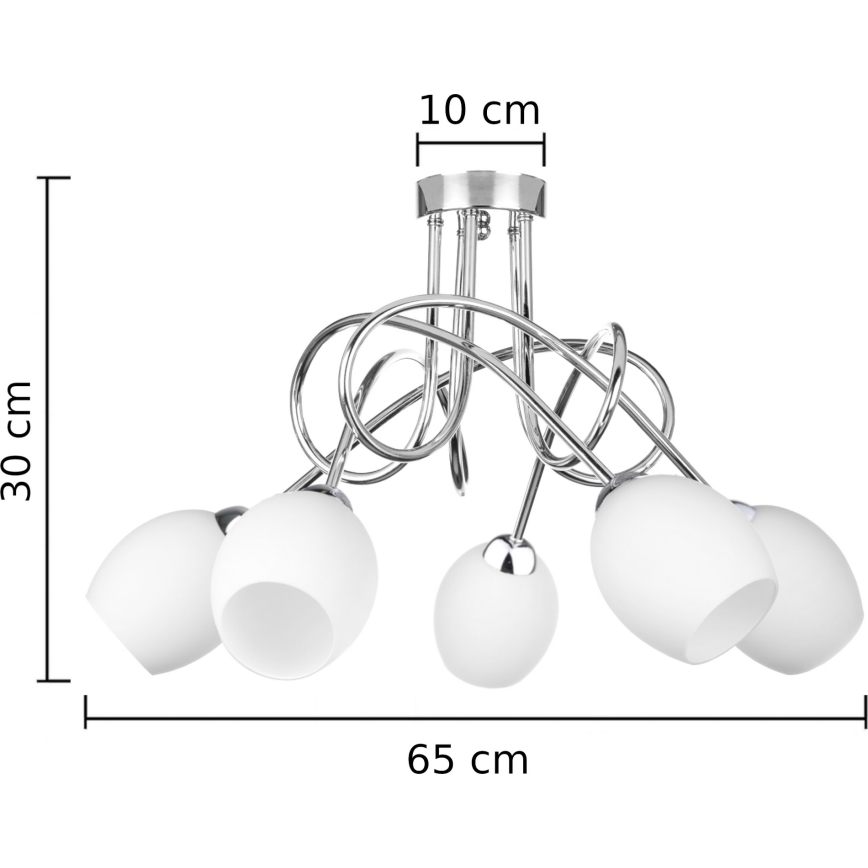 Felületre szerelhető csillár TWIST WHITE 5xE14/40W/230V