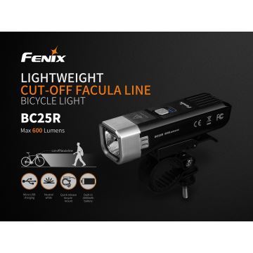 Fenix BC25R - LED Újratölthető kerékpár lámpa LED/USB IP66 600 lm 36 óra