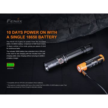 Fenix PD35V30 - LED Újratölthető zseblámpa LED/2xCR123A IP68 1700 lm 230 óra