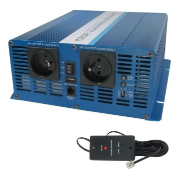 Feszültség átalakító 2000W/24V/230V + vezetékes távirányító