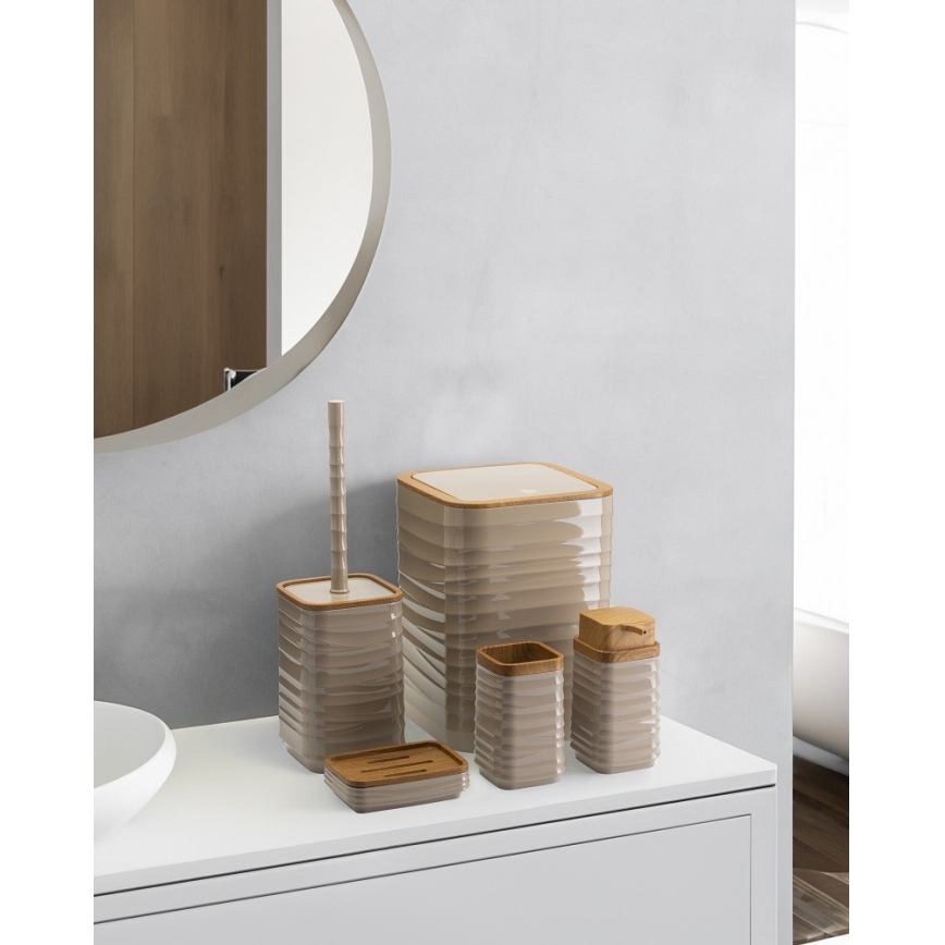 Fürdőszobai készlet WAVE 5 db bézs/barna