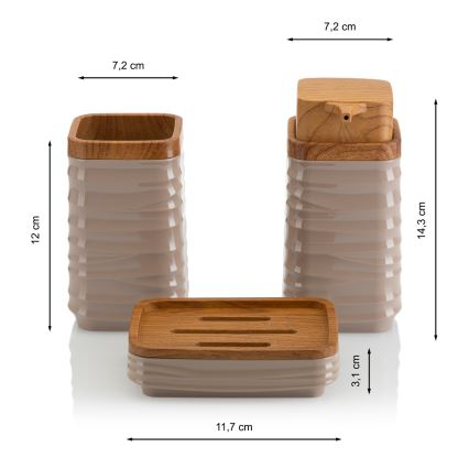 Fürdőszobai készlet WAVE 5 db bézs/barna