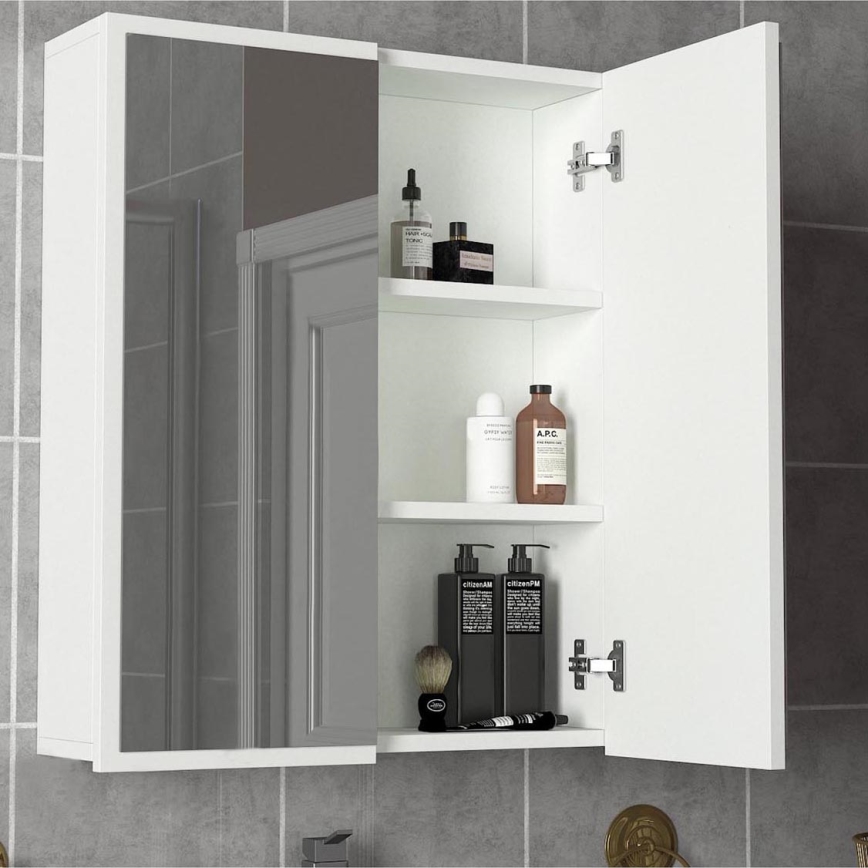 Fürdőszobai szekrény tükörrel KAYLA 78x60 cm fehér